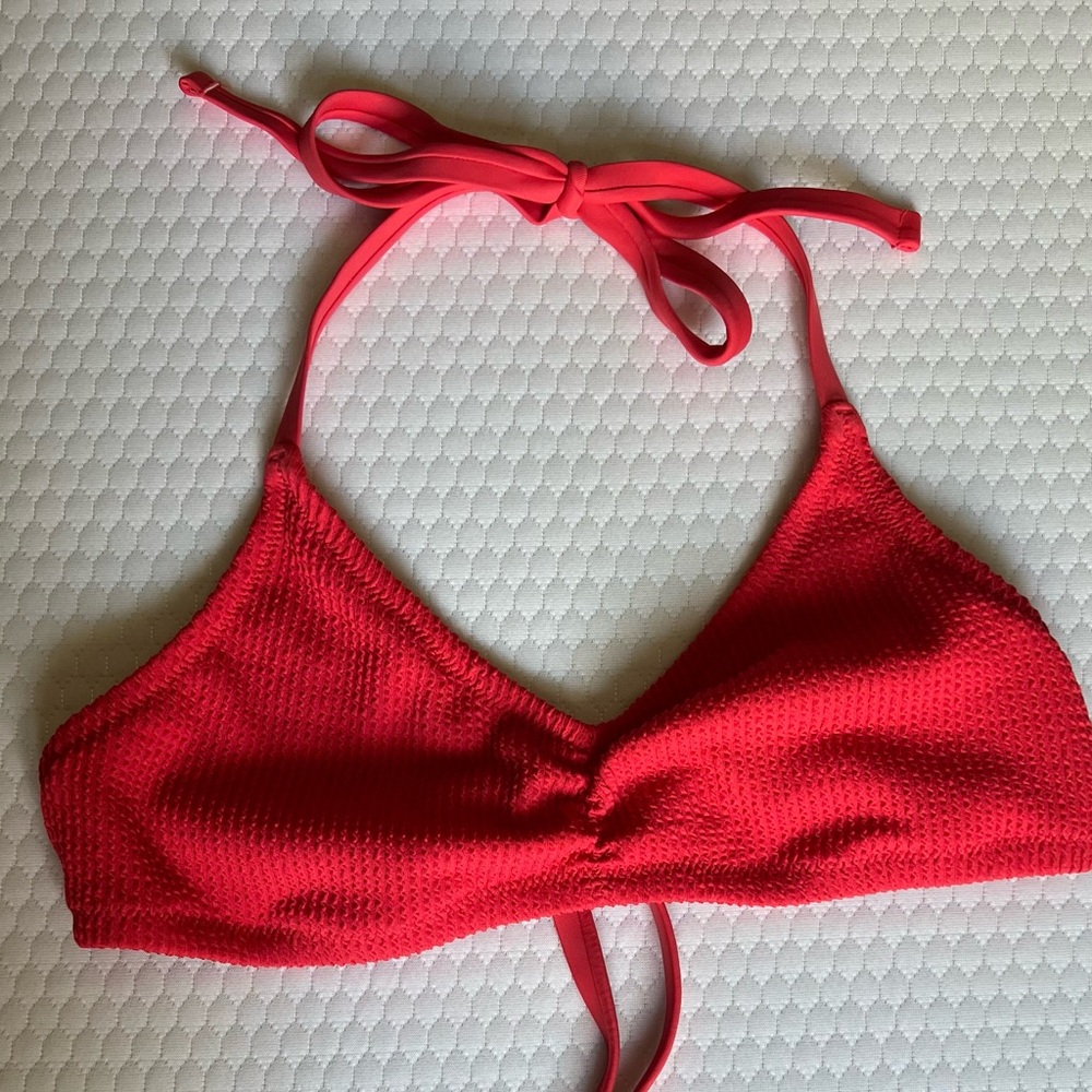 Vibrant Red Halter Bikini Top - Size L